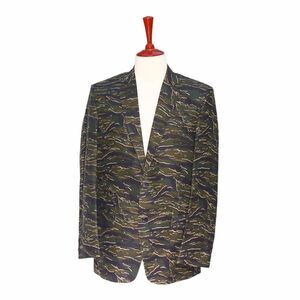 Mens Blazer Camouflage Camo Green Formal Party Wedding Jacket Sport Coat 42R